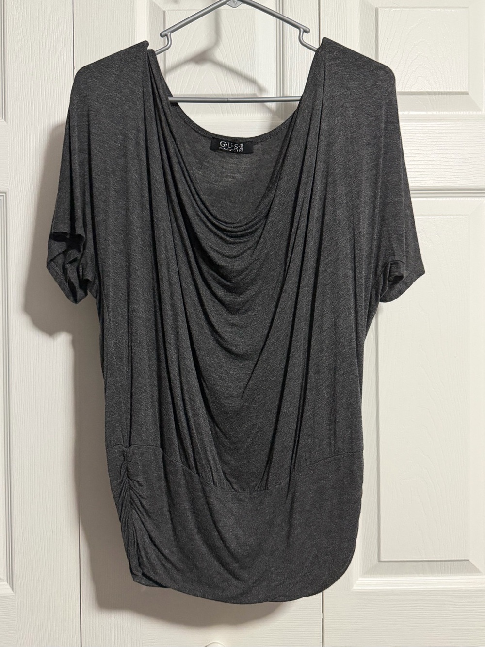Charcoal Draped Short-Sleeve Women's Top